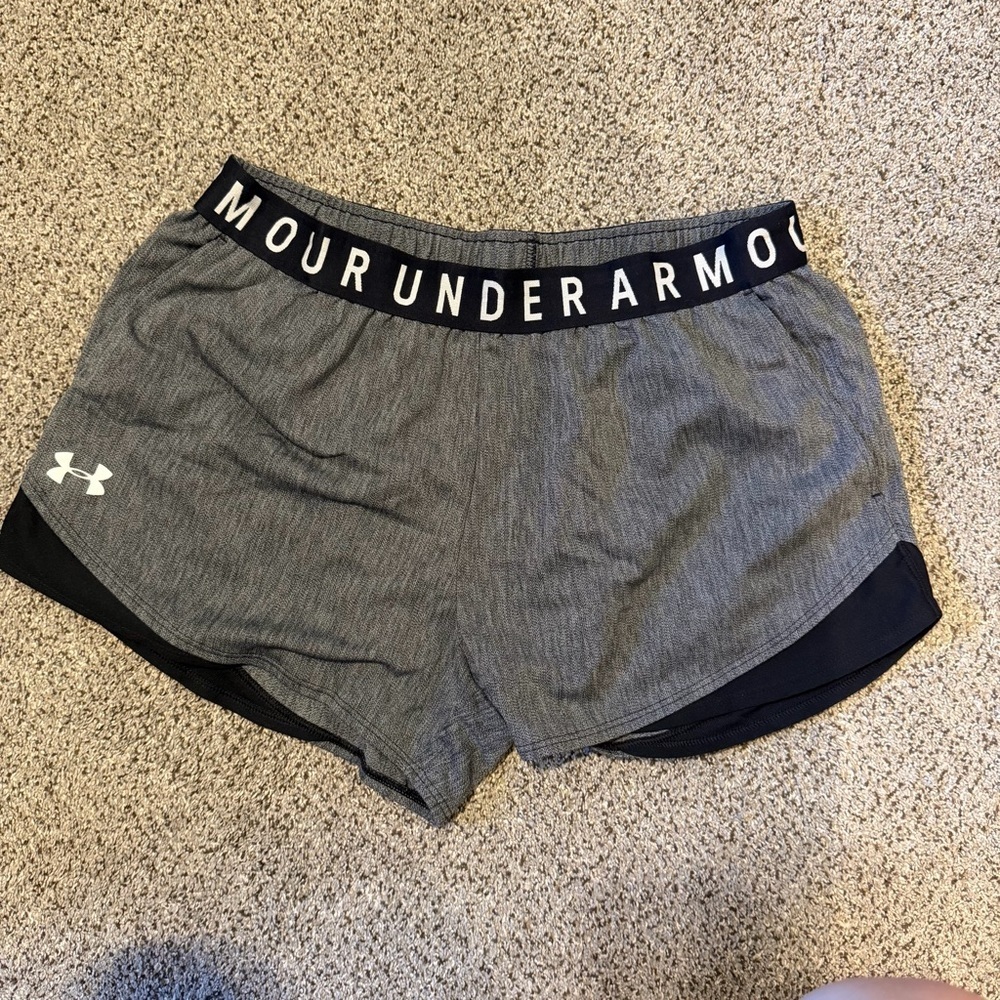 Under Armour Women's Gray and Black Athletic Shorts